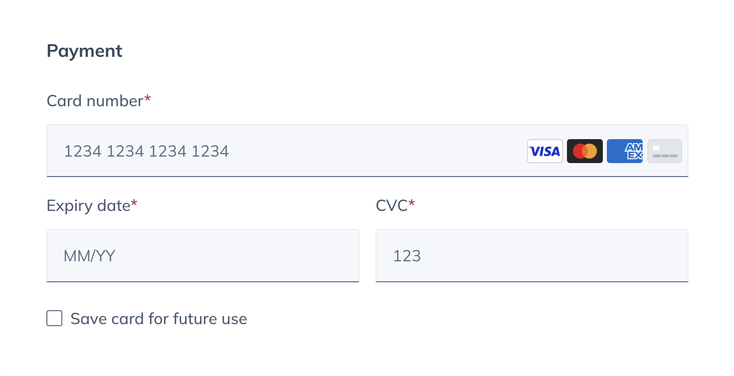 Adding new payment information to an account without saved payment methods available