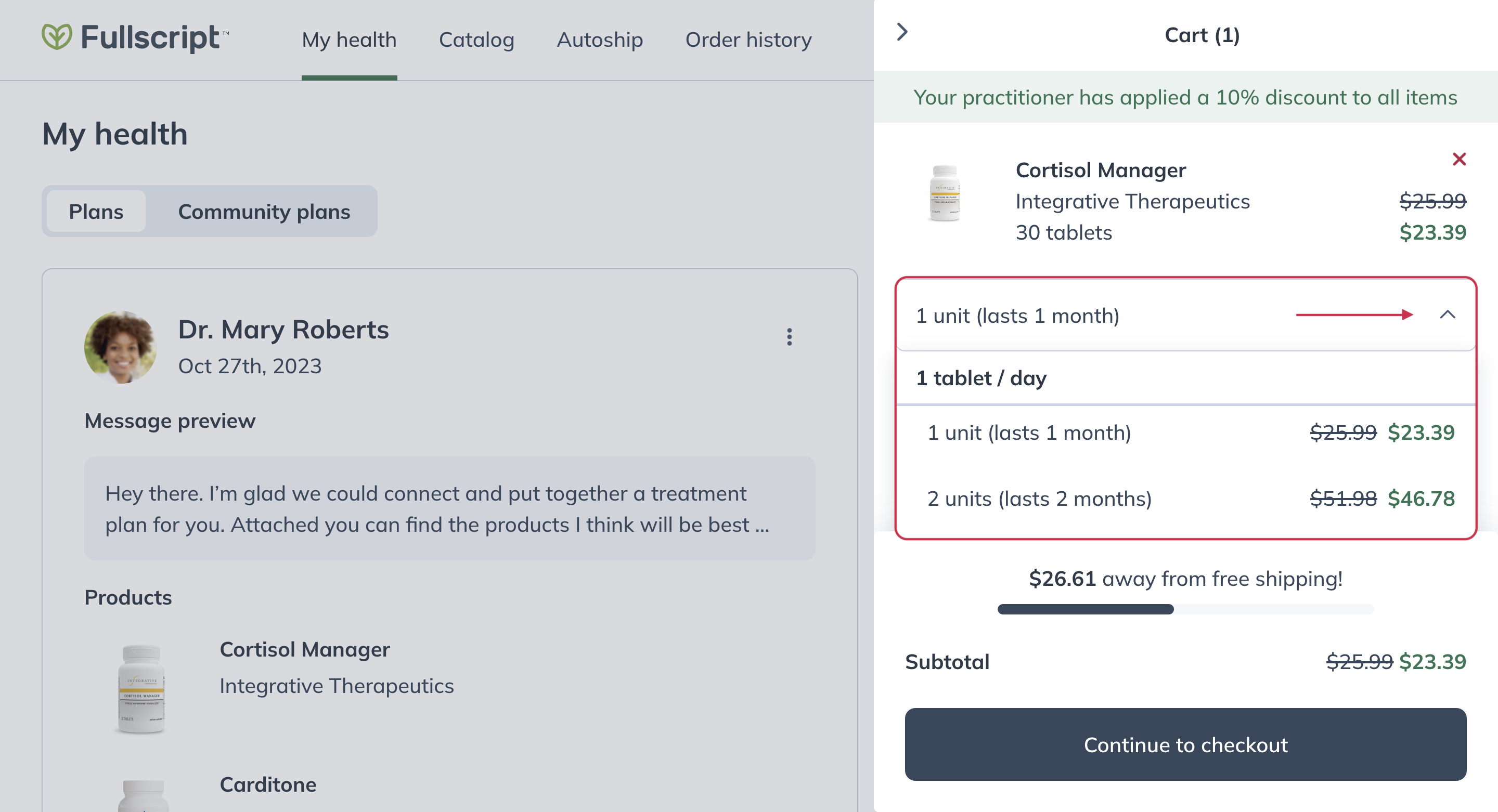 Changing the quantity of an item in the cart