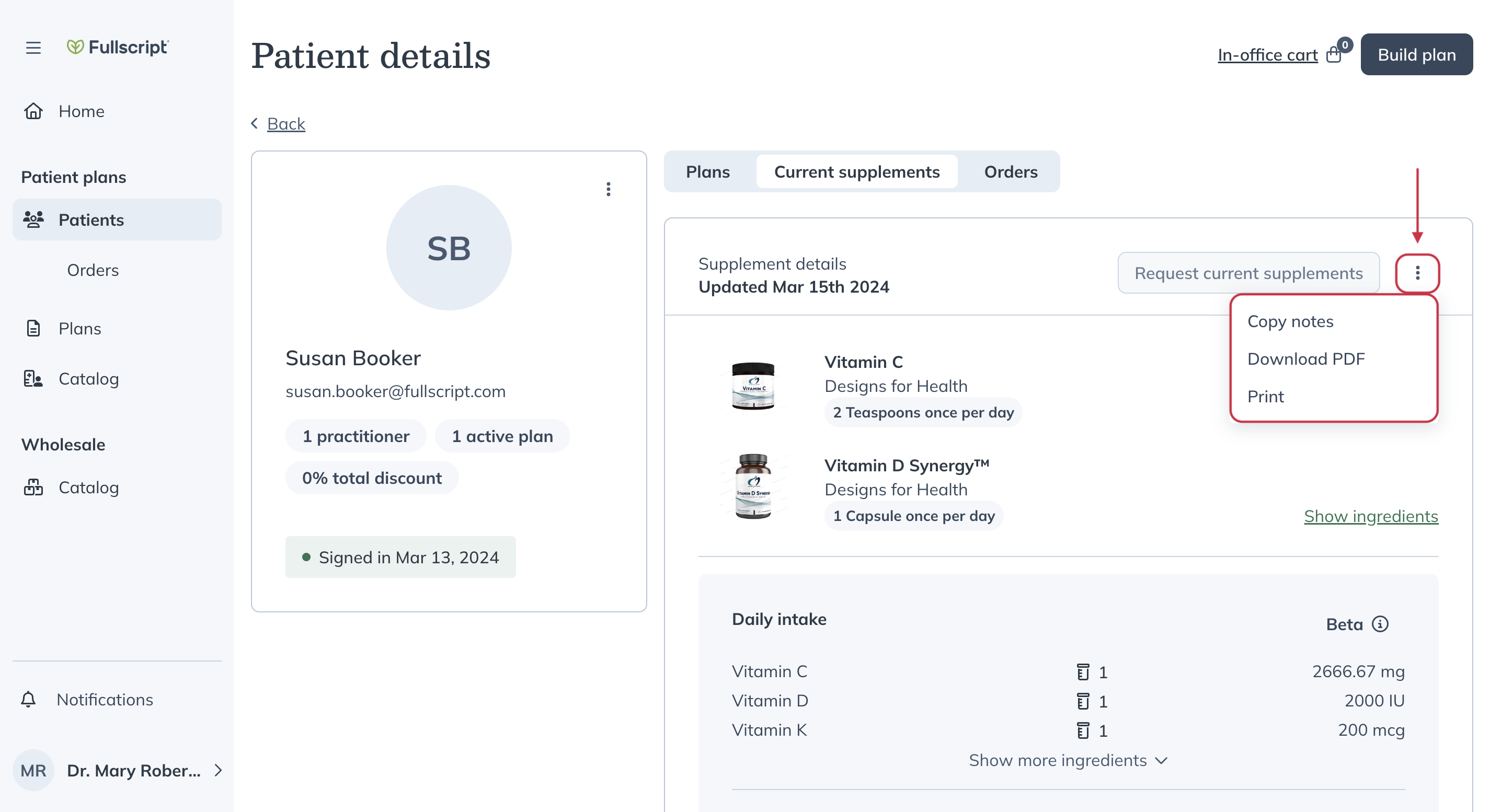 Exporting current supplement data