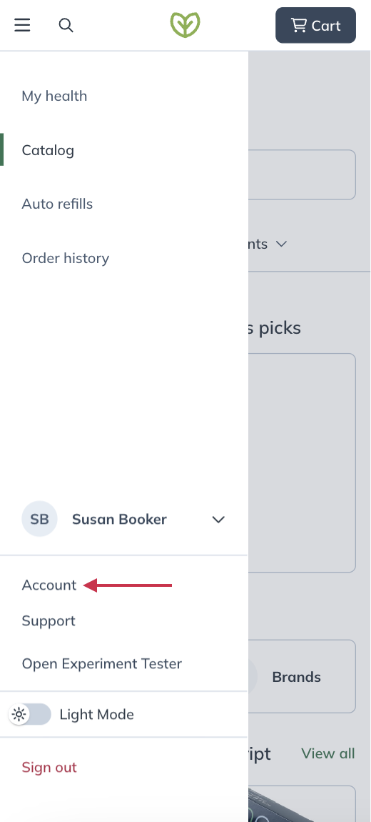 View account information from your Account screen.