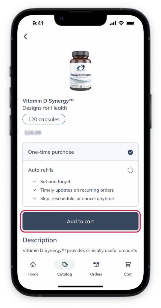 Tap Add to cart to add a product to your cart.