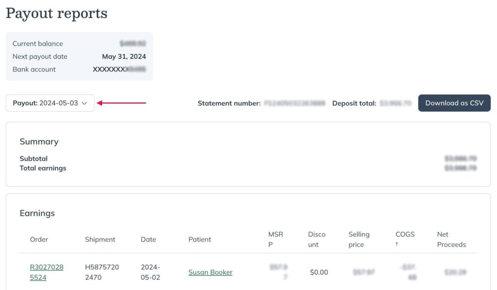 Finding a specific payout report