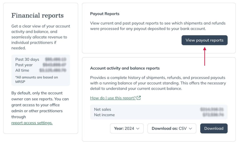 View payout reports