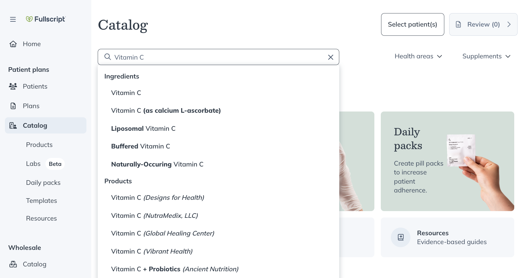 Searching the practitioner catalog - Fullscript Support Center