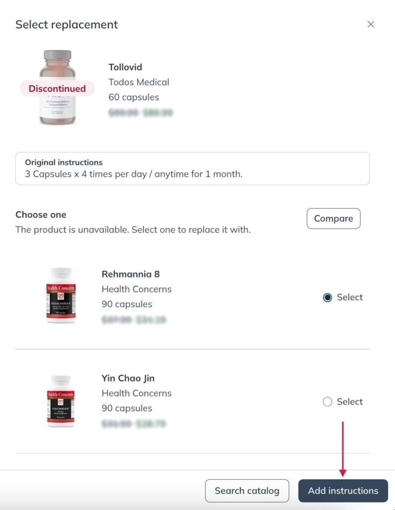 Click Add instructions.