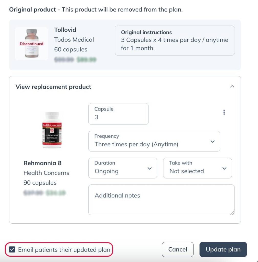 Click the checkbox to notify your patient.