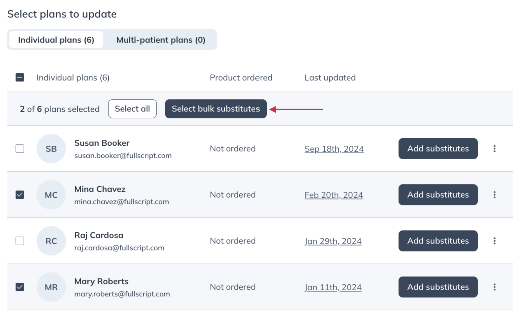 Click Select Bulk Substitutes.
