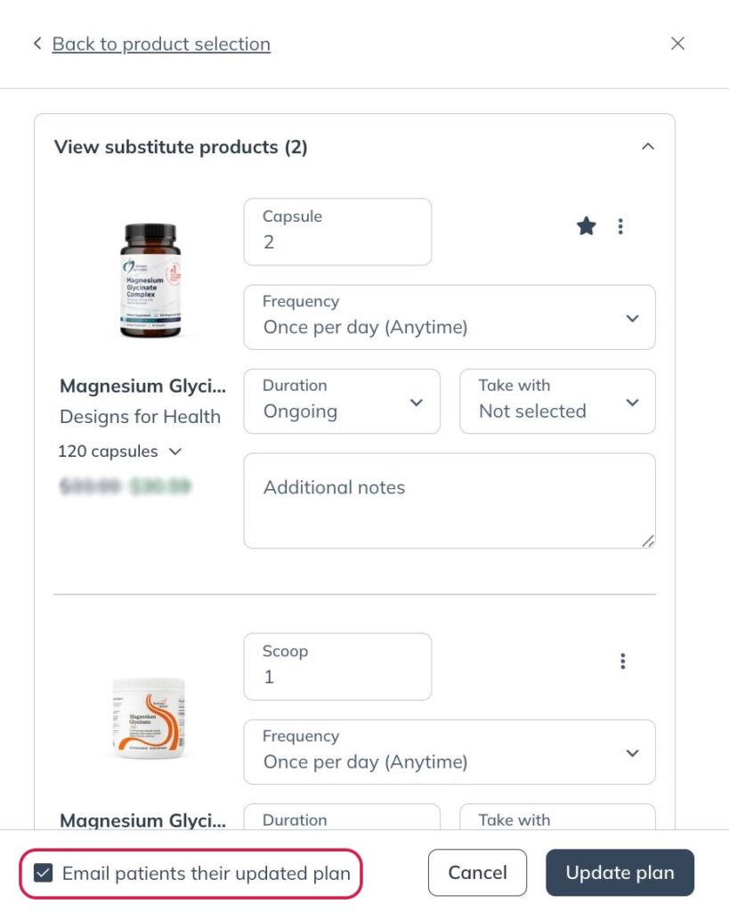 Click the checkbox to notify your patient.